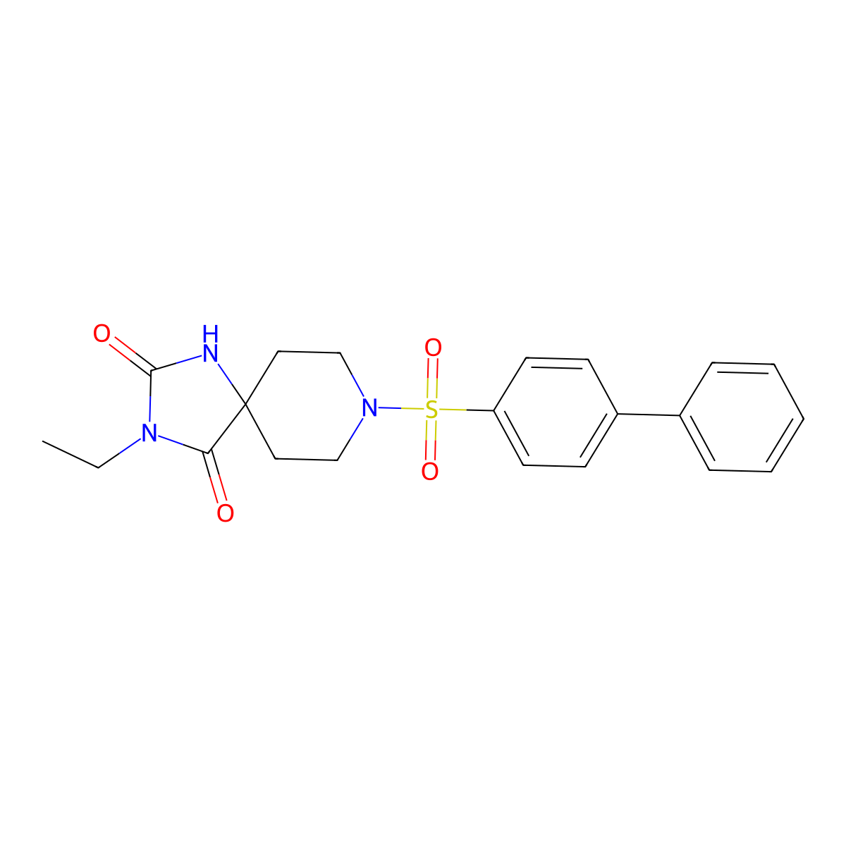 8-{[1,1'-Biphenyl]-4-sulfonyl}-3-ethyl-1,3,8-triazaspiro[4.5]decane-2,4-dione molecular structure, CAS 1021262-20-3