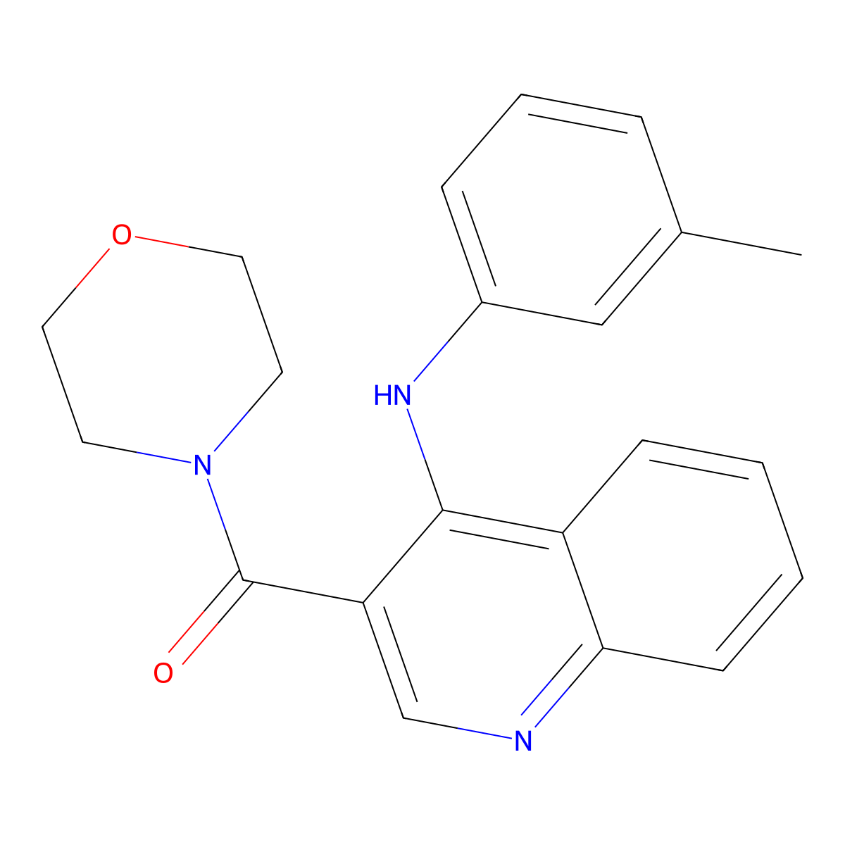 N-(3-methylphenyl)-3-(morpholine-4-carbonyl)quinolin-4-amine molecular structure, CAS 1021262-22-5