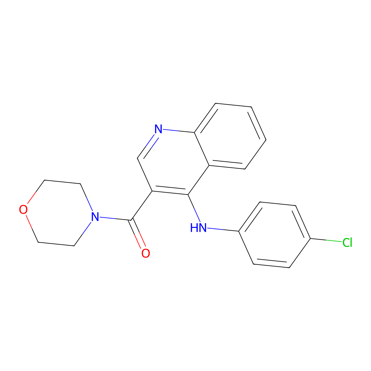 N-(4-chlorophenyl)-3-(morpholine-4-carbonyl)quinolin-4-amine molecular structure, CAS 1021262-24-7