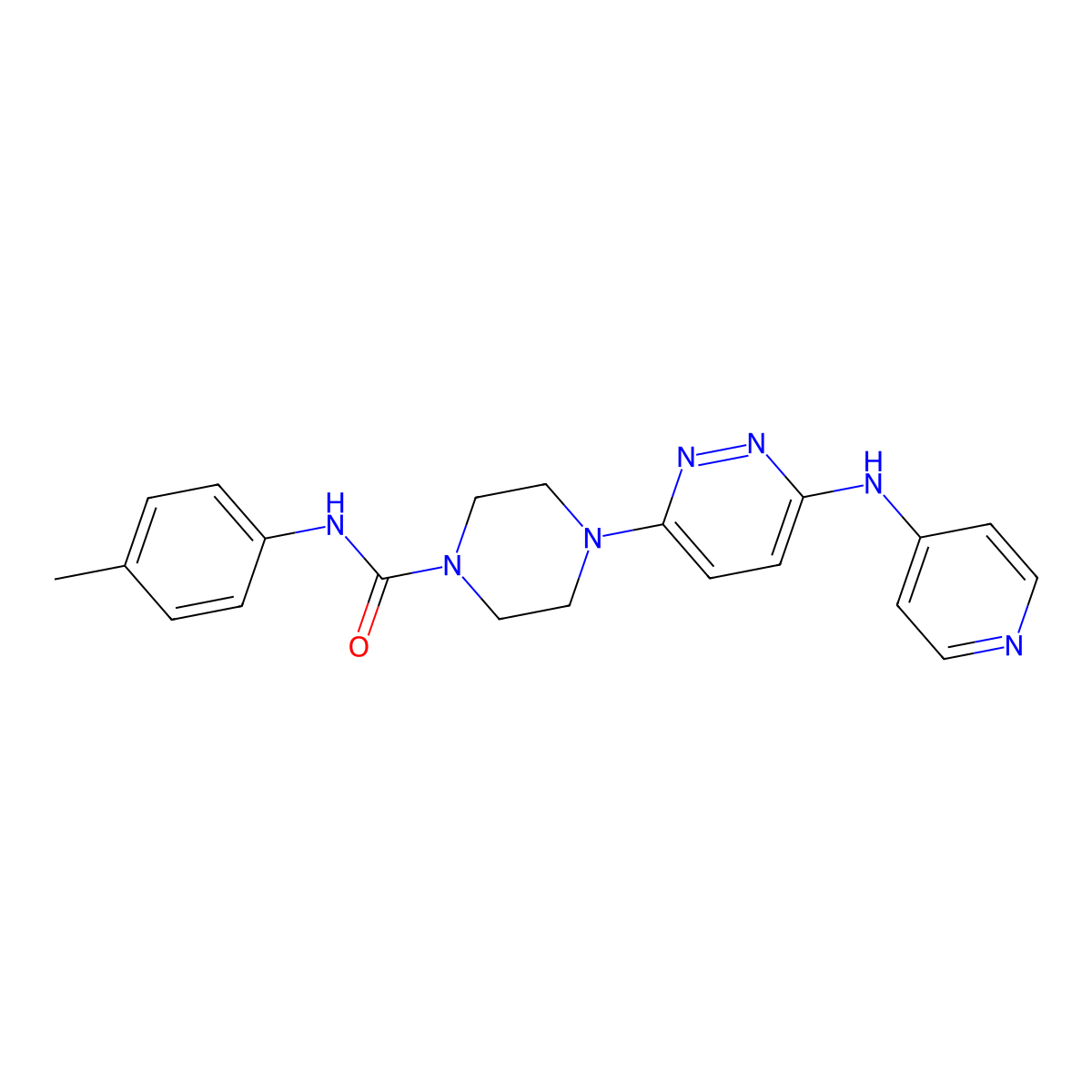 4-(6-(pyridin-4-ylamino)pyridazin-3-yl)-N-(p-tolyl)piperazine-1-carboxamide molecular structure, CAS 1021262-27-0