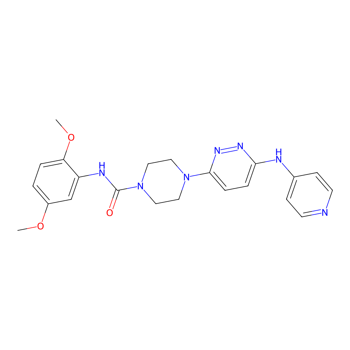 N-(2,5-dimethoxyphenyl)-4-(6-(pyridin-4-ylamino)pyridazin-3-yl)piperazine-1-carboxamide molecular structure, CAS 1021262-28-1