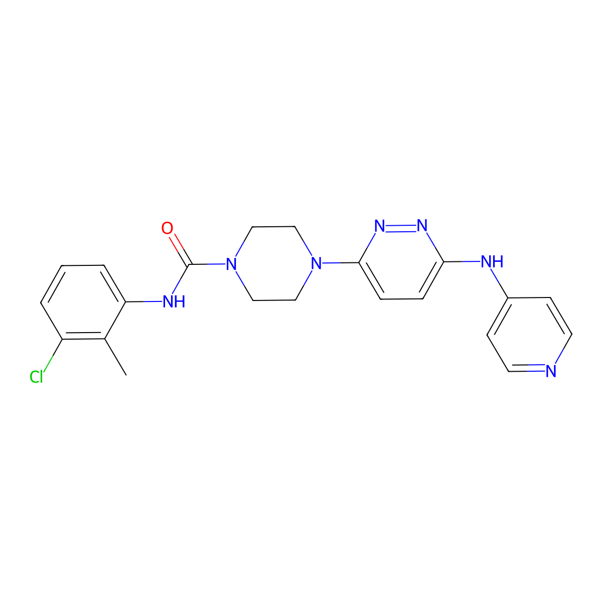N-(3-chloro-2-methylphenyl)-4-(6-(pyridin-4-ylamino)pyridazin-3-yl)piperazine-1-carboxamide molecular structure, CAS 1021262-29-2