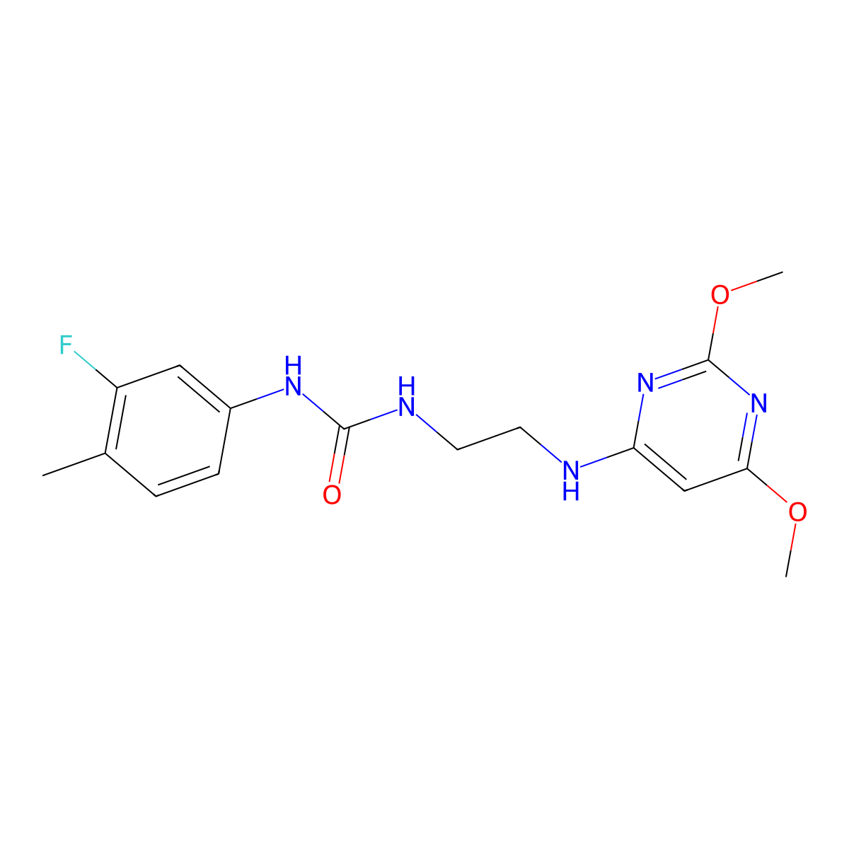 1-(2-((2,6-Dimethoxypyrimidin-4-yl)amino)ethyl)-3-(3-fluoro-4-methylphenyl)urea molecular structure, CAS 1021262-44-1