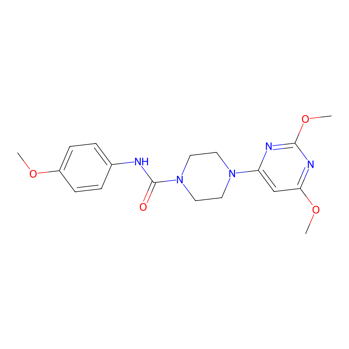 4-(2,6-dimethoxypyrimidin-4-yl)-N-(4-methoxyphenyl)piperazine-1-carboxamide molecular structure, CAS 1021262-53-2