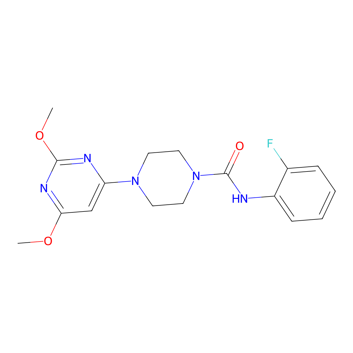 4-(2,6-dimethoxypyrimidin-4-yl)-N-(2-fluorophenyl)piperazine-1-carboxamide molecular structure, CAS 1021262-56-5