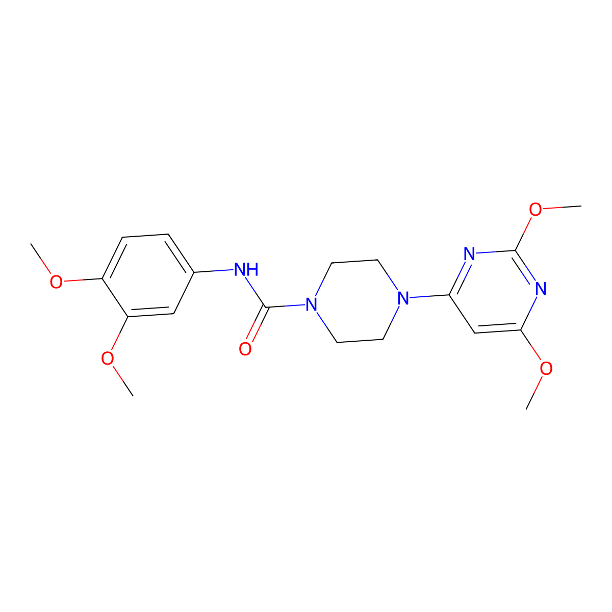 N-(3,4-dimethoxyphenyl)-4-(2,6-dimethoxypyrimidin-4-yl)piperazine-1-carboxamide molecular structure, CAS 1021262-62-3