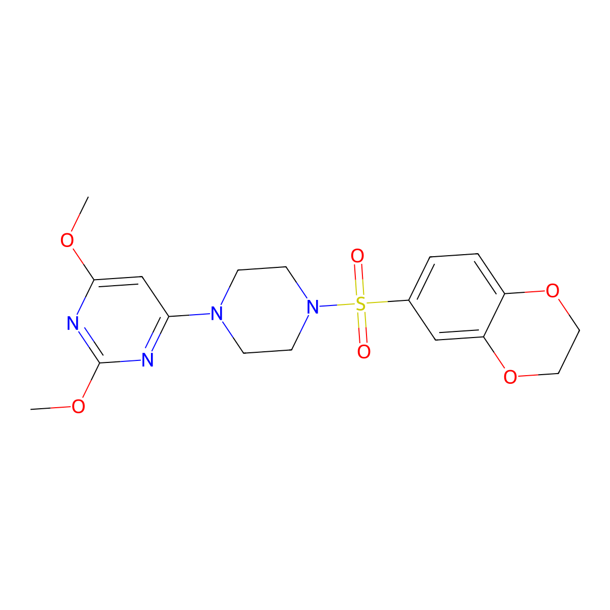 4-(4-((2,3-Dihydrobenzo[b][1,4]dioxin-6-yl)sulfonyl)piperazin-1-yl)-2,6-dimethoxypyrimidine molecular structure, CAS 1021262-79-2