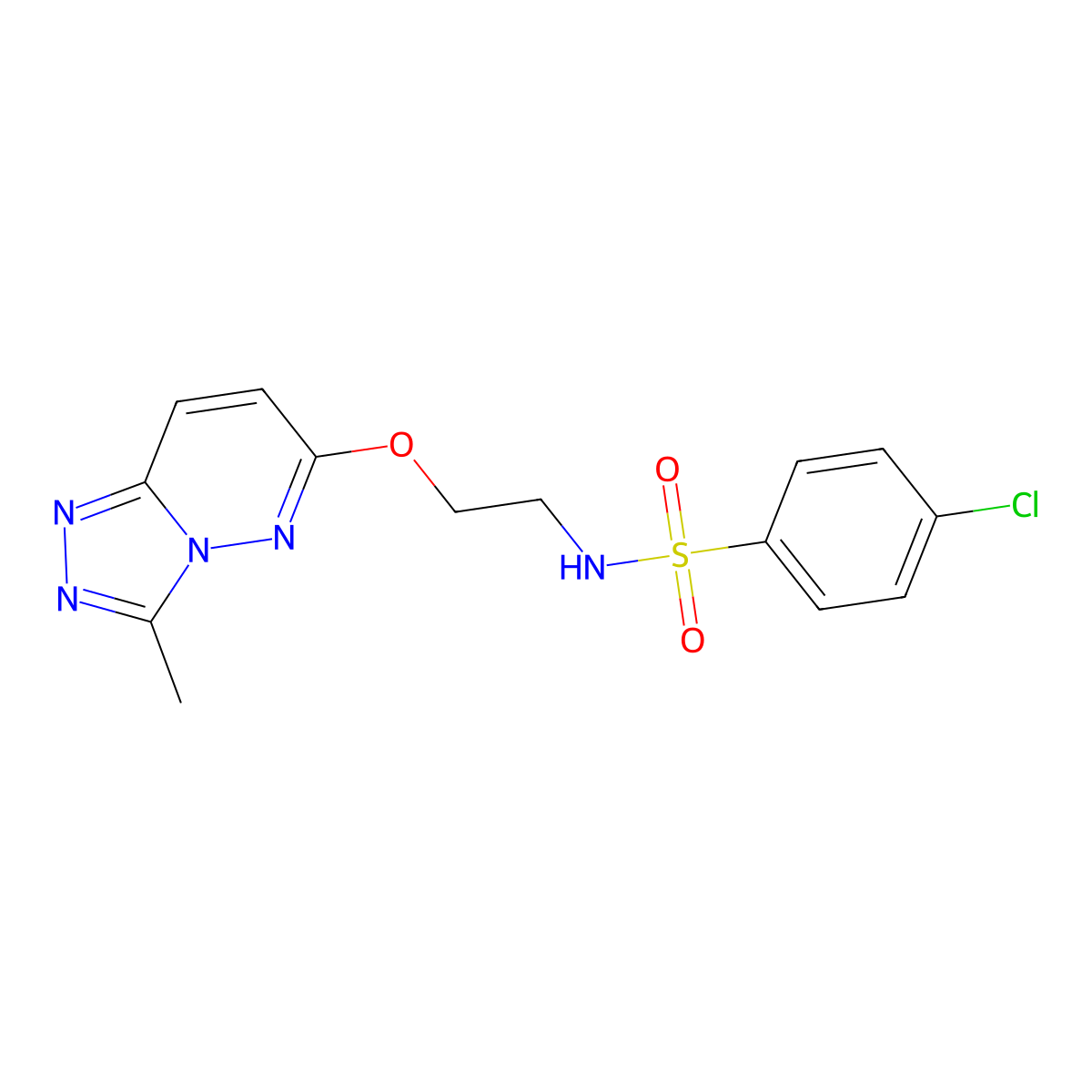 4-chloro-N-[2-({3-methyl-[1,2,4]triazolo[4,3-b]pyridazin-6-yl}oxy)ethyl]benzene-1-sulfonamide molecular structure, CAS 1021263-26-2