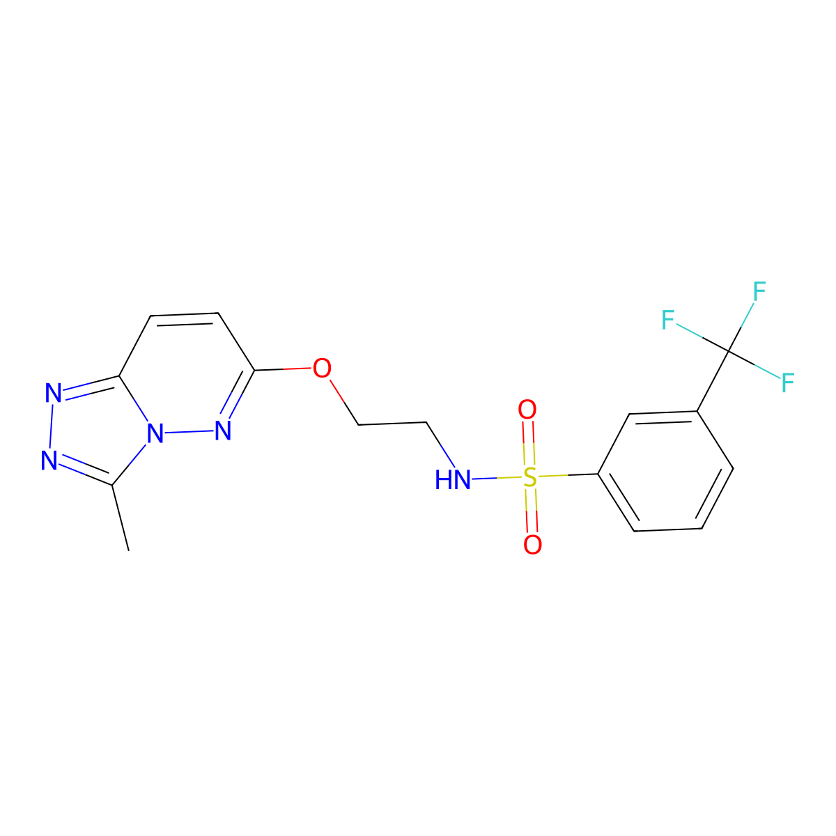 N-[2-[(3-methyl-[1,2,4]triazolo[4,3-b]pyridazin-6-yl)oxy]ethyl]-3-(trifluoromethyl)benzenesulfonamide molecular structure, CAS 1021263-36-4