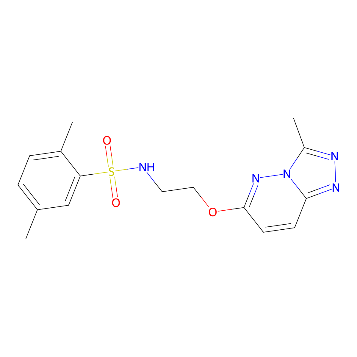 2,5-dimethyl-N-[2-({3-methyl-[1,2,4]triazolo[4,3-b]pyridazin-6-yl}oxy)ethyl]benzene-1-sulfonamide molecular structure, CAS 1021263-42-2