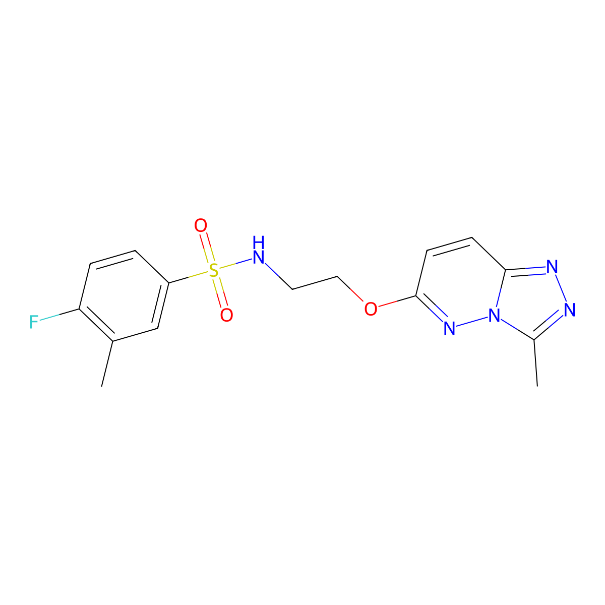 4-fluoro-3-methyl-N-[2-({3-methyl-[1,2,4]triazolo[4,3-b]pyridazin-6-yl}oxy)ethyl]benzene-1-sulfonamide molecular structure, CAS 1021263-45-5