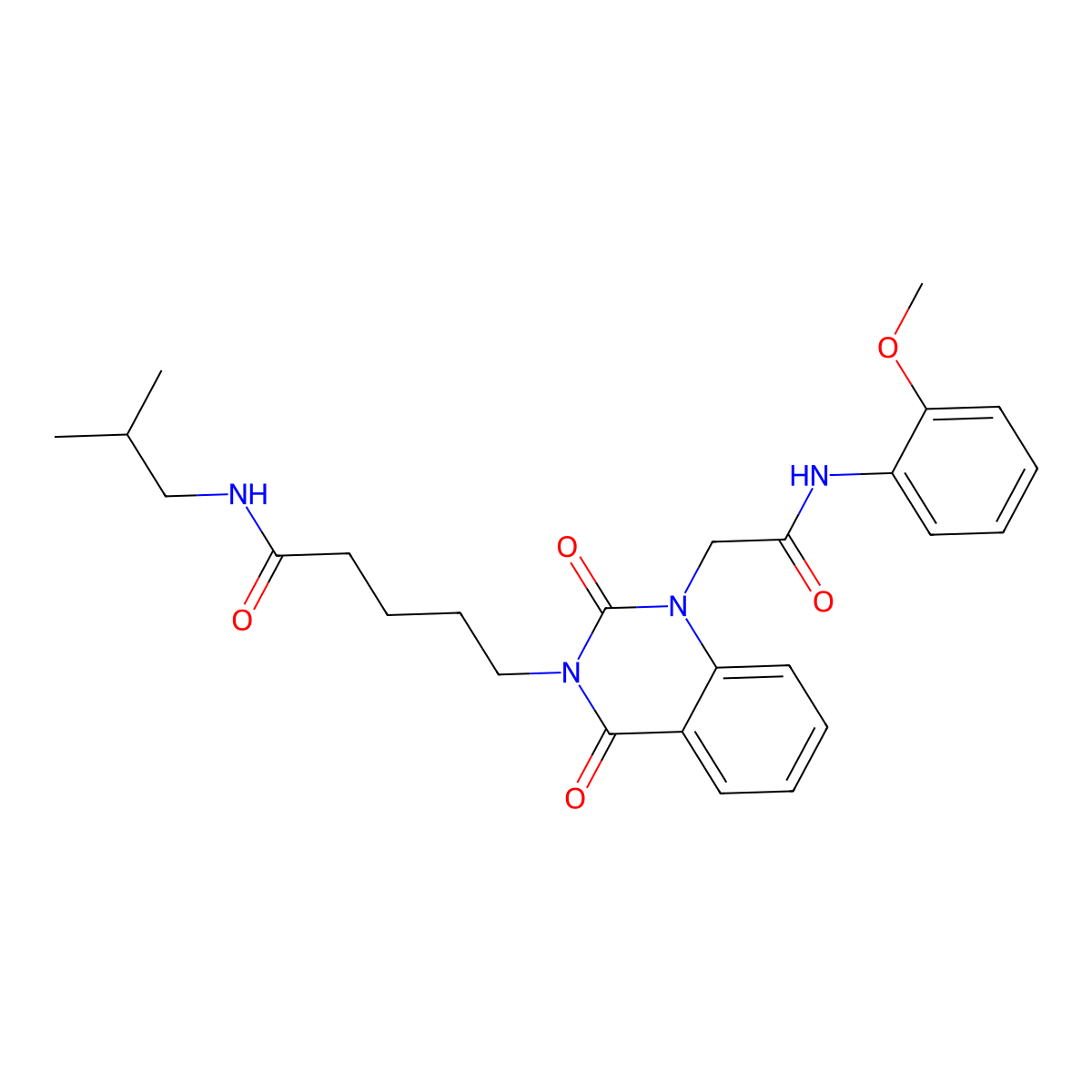 5-(1-{[(2-methoxyphenyl)carbamoyl]methyl}-2,4-dioxo-1,2,3,4-tetrahydroquinazolin-3-yl)-N-(2-methylpropyl)pentanamide molecular structure, CAS 1021263-46-6