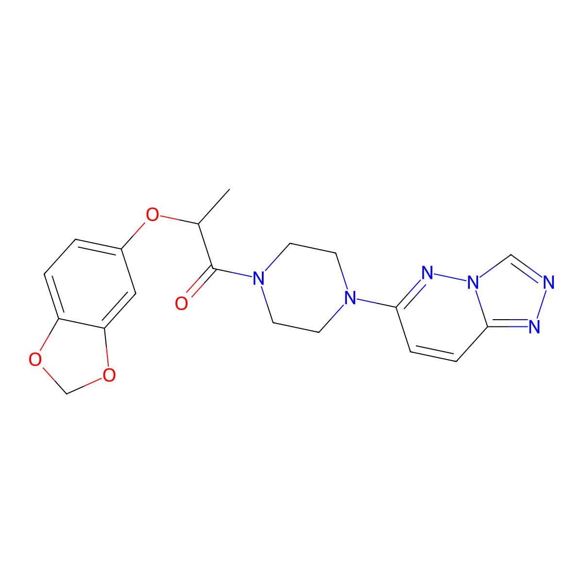 1-(4-([1,2,4]Triazolo[4,3-b]pyridazin-6-yl)piperazin-1-yl)-2-(benzo[d][1,3]dioxol-5-yloxy)propan-1-one molecular structure, CAS 1021263-51-3