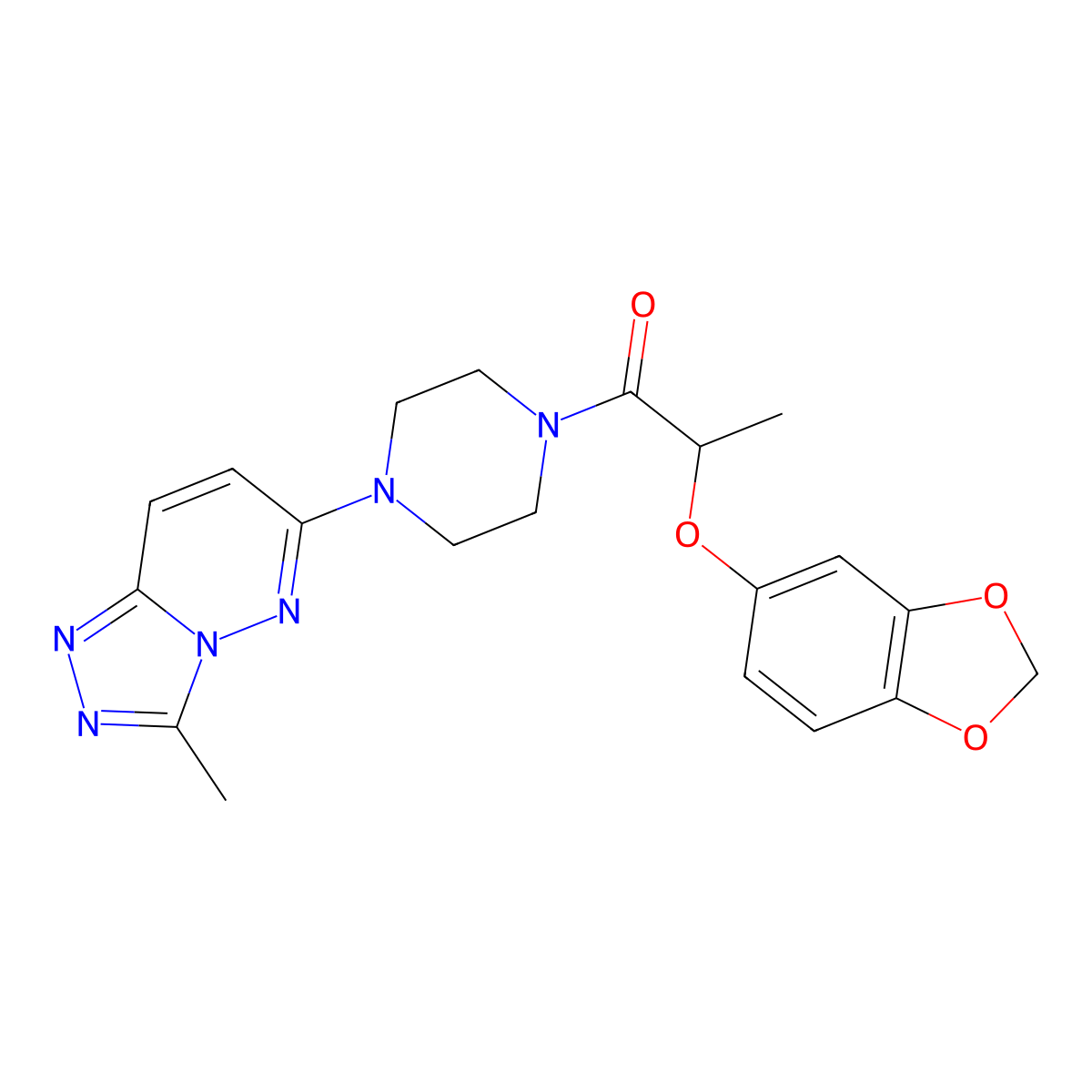 2-(Benzo[d][1,3]dioxol-5-yloxy)-1-(4-(3-methyl-[1,2,4]triazolo[4,3-b]pyridazin-6-yl)piperazin-1-yl)propan-1-one molecular structure, CAS 1021263-55-7
