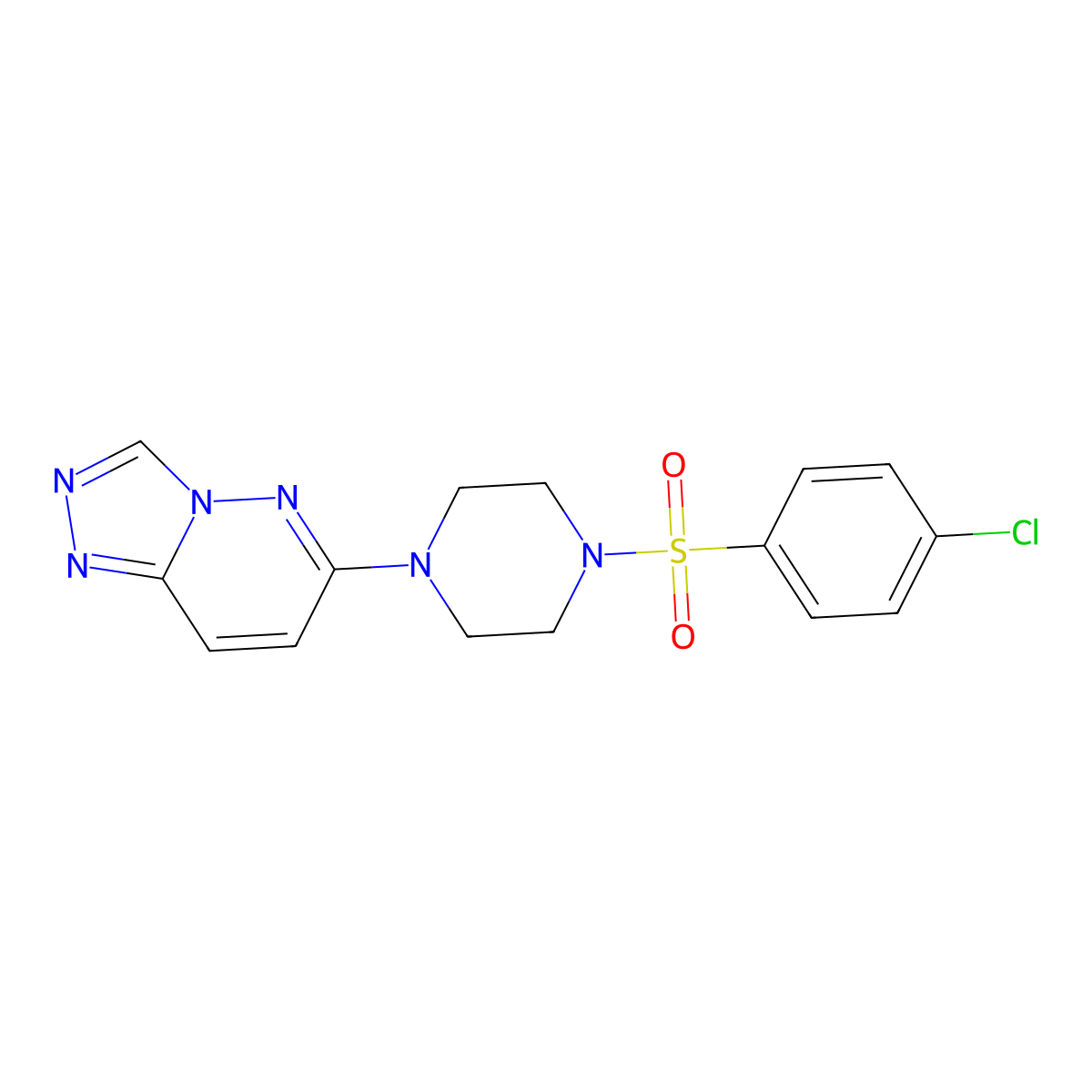 1-(4-Chlorobenzenesulfonyl)-4-{[1,2,4]triazolo[4,3-b]pyridazin-6-yl}piperazine molecular structure, CAS 1021263-69-3