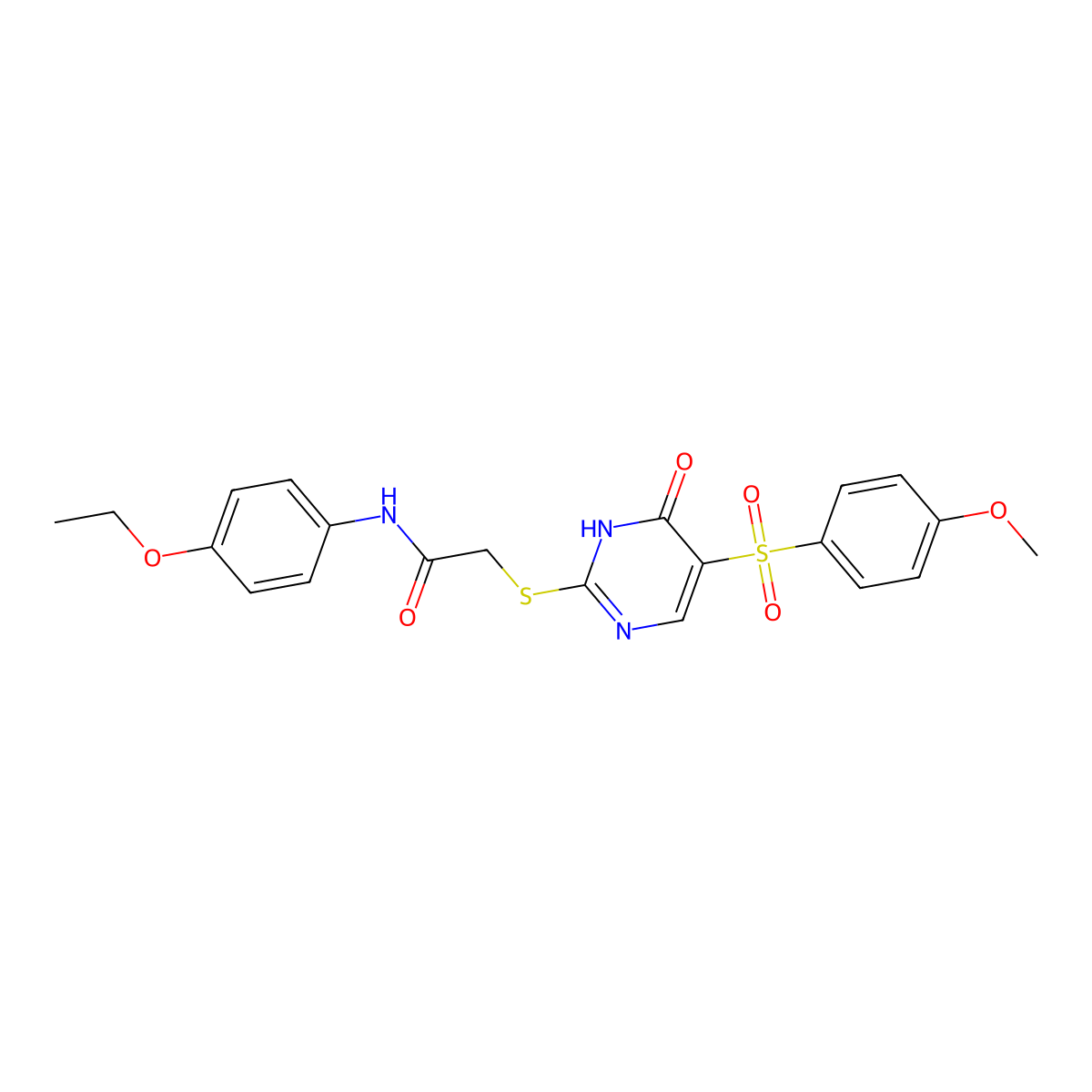 N-(4-ethoxyphenyl)-2-{[5-(4-methoxybenzenesulfonyl)-6-oxo-1,6-dihydropyrimidin-2-yl]sulfanyl}acetamide molecular structure, CAS 1021263-76-2