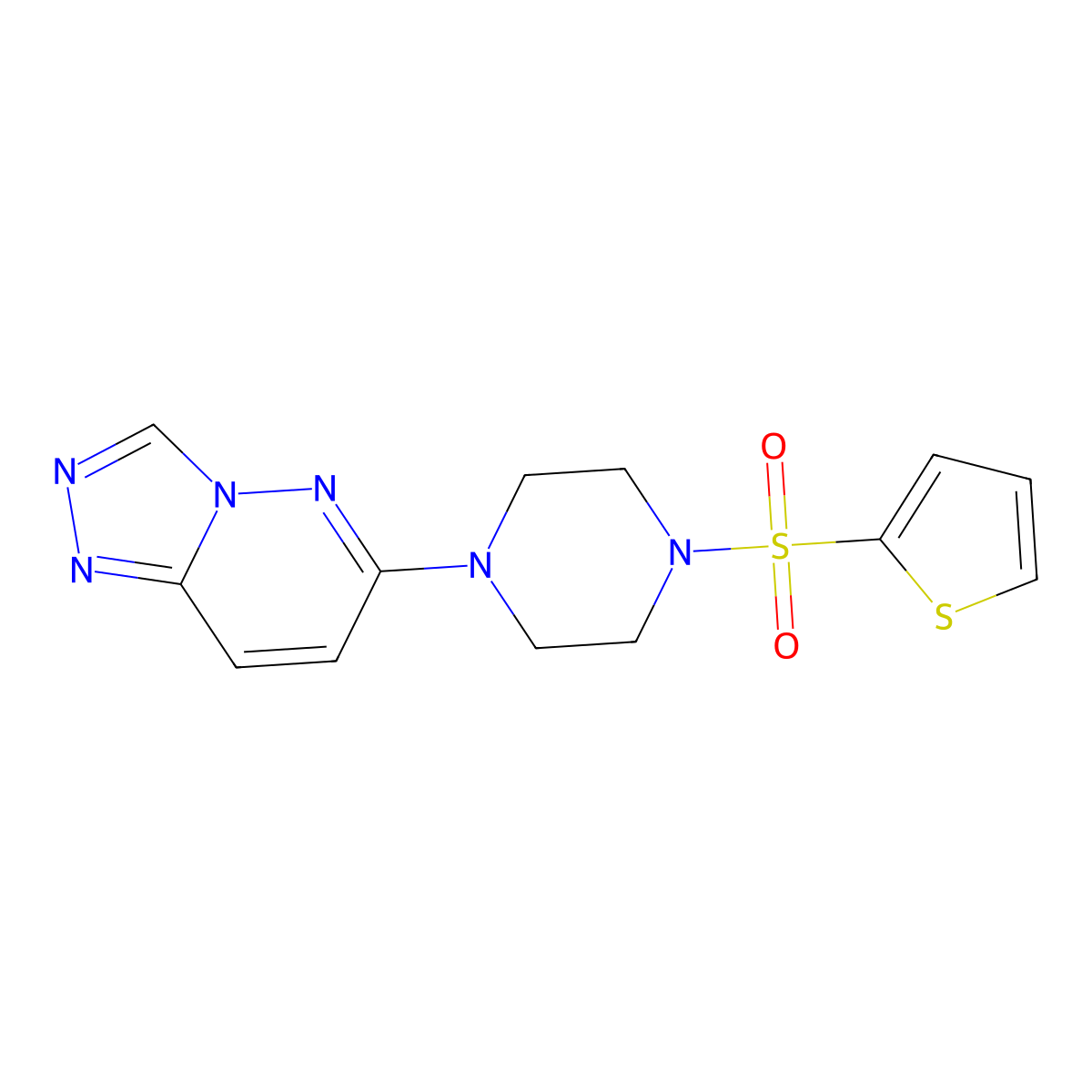 1-(Thiophene-2-sulfonyl)-4-{[1,2,4]triazolo[4,3-b]pyridazin-6-yl}piperazine molecular structure, CAS 1021263-79-5