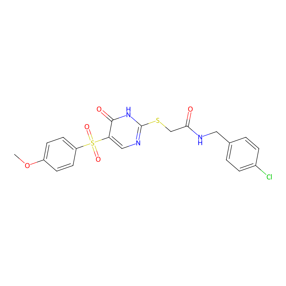 N-[(4-chlorophenyl)methyl]-2-{[5-(4-methoxybenzenesulfonyl)-6-oxo-1,6-dihydropyrimidin-2-yl]sulfanyl}acetamide molecular structure, CAS 1021263-86-4