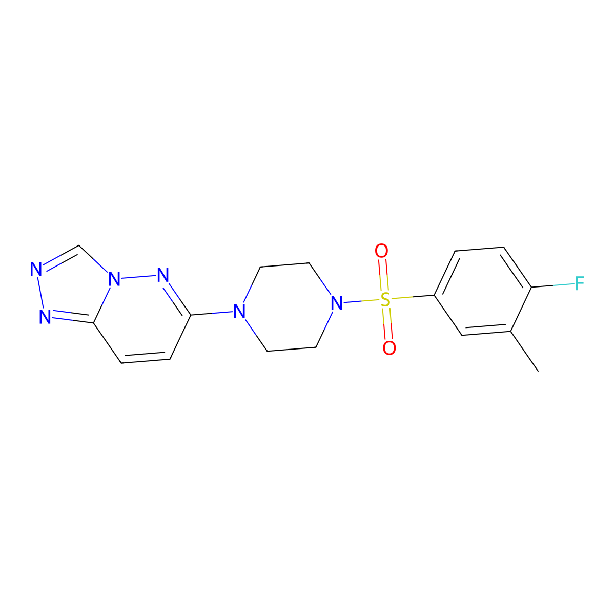1-(4-Fluoro-3-methylbenzenesulfonyl)-4-{[1,2,4]triazolo[4,3-b]pyridazin-6-yl}piperazine molecular structure, CAS 1021263-91-1