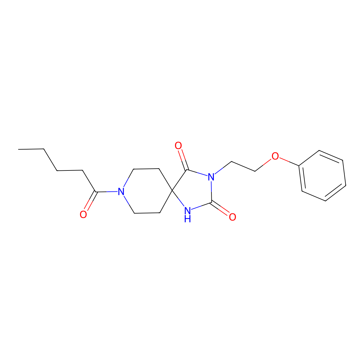 8-Pentanoyl-3-(2-phenoxyethyl)-1,3,8-triazaspiro[4.5]decane-2,4-dione molecular structure, CAS 1021263-94-4