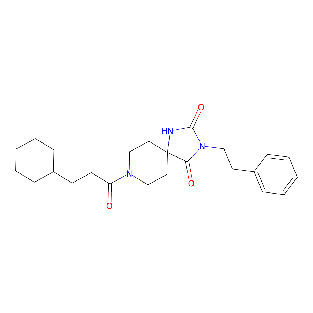 8-(3-Cyclohexylpropanoyl)-3-(2-phenylethyl)-1,3,8-triazaspiro[4.5]decane-2,4-dione molecular structure, CAS 1021264-13-0
