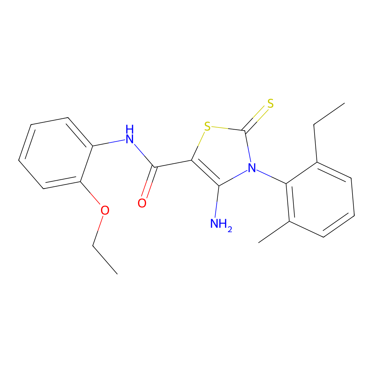 4-amino-N-(2-ethoxyphenyl)-3-(2-ethyl-6-methylphenyl)-2-thioxo-2,3-dihydrothiazole-5-carboxamide molecular structure, CAS 1021264-15-2