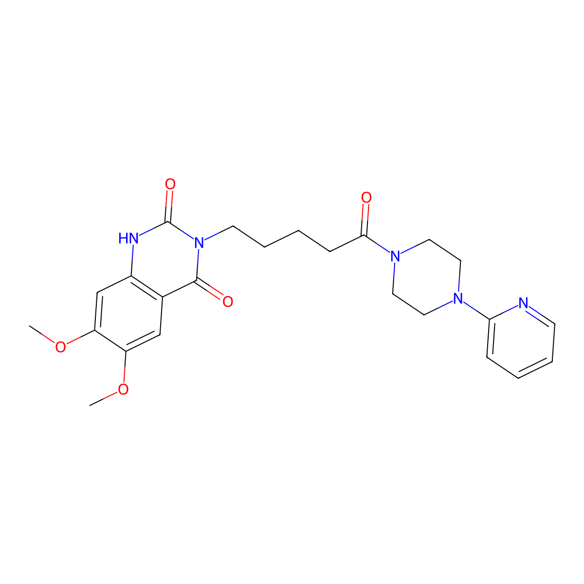 6,7-dimethoxy-3-(5-oxo-5-(4-(pyridin-2-yl)piperazin-1-yl)pentyl)quinazoline-2,4(1H,3H)-dione molecular structure, CAS 1021264-20-9