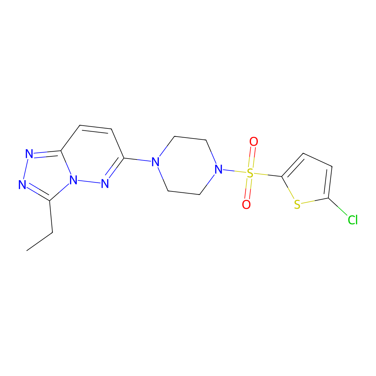 1-[(5-Chlorothiophen-2-yl)sulfonyl]-4-{3-ethyl-[1,2,4]triazolo[4,3-b]pyridazin-6-yl}piperazine molecular structure, CAS 1021264-21-0