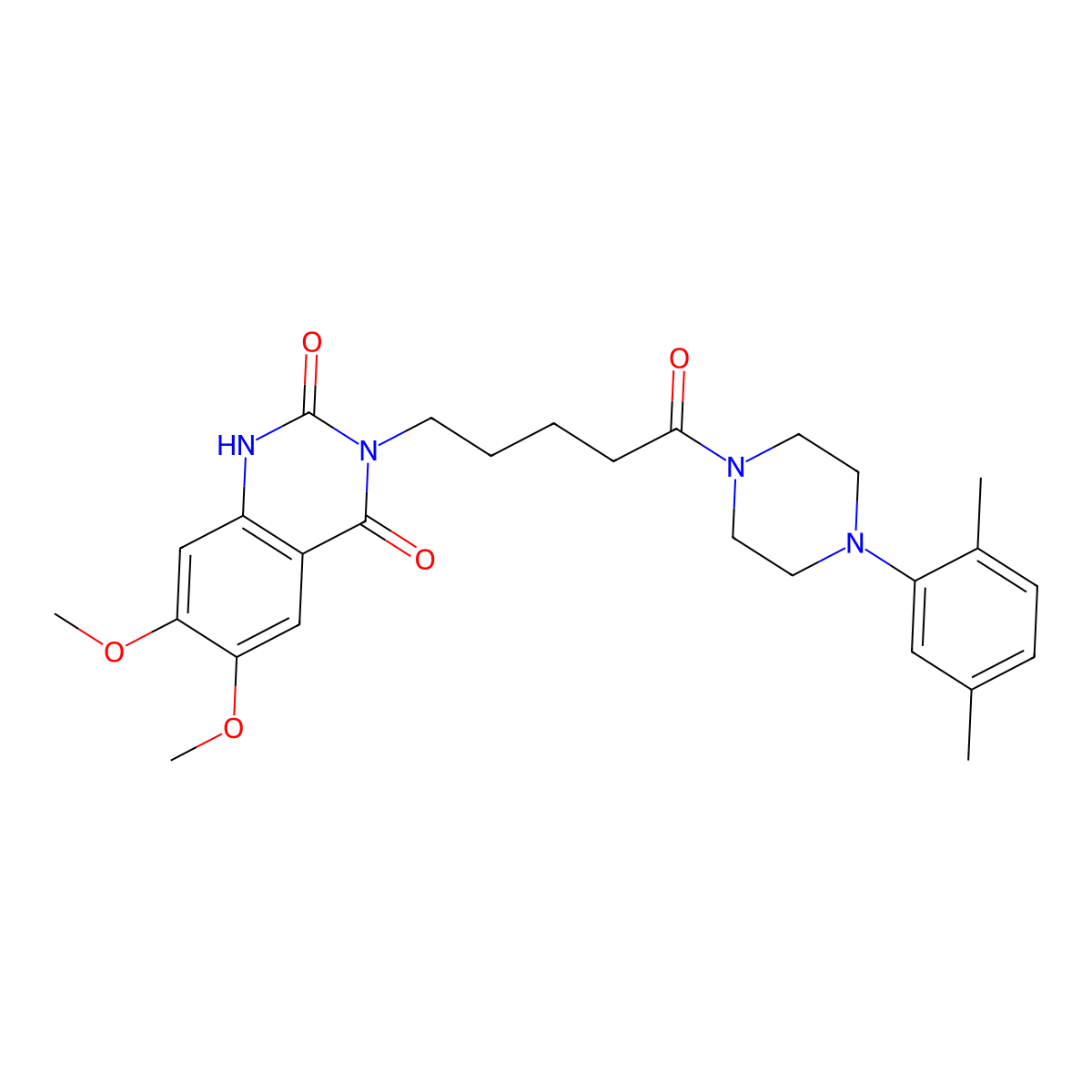 3-{5-[4-(2,5-Dimethylphenyl)piperazin-1-yl]-5-oxopentyl}-6,7-dimethoxy-1,2,3,4-tetrahydroquinazoline-2,4-dione molecular structure, CAS 1021264-22-1