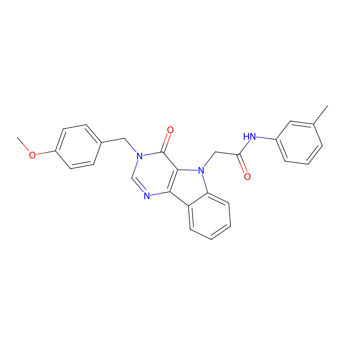 2-(3-(4-methoxybenzyl)-4-oxo-3H-pyrimido[5,4-b]indol-5(4H)-yl)-N-(m-tolyl)acetamide molecular structure, CAS 1021264-25-4