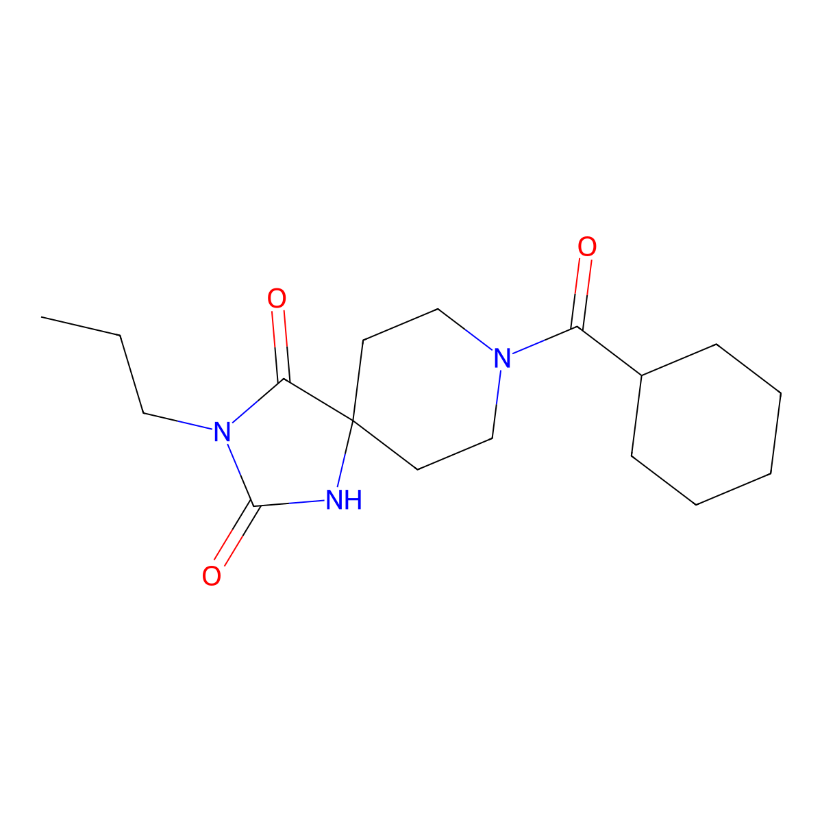 8-(Cyclohexanecarbonyl)-3-propyl-1,3,8-triazaspiro[4.5]decane-2,4-dione molecular structure, CAS 1021264-29-8