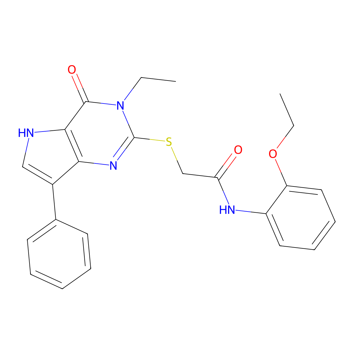 N-(2-ethoxyphenyl)-2-[(3-ethyl-4-oxo-7-phenyl-4,5-dihydro-3H-pyrrolo[3,2-d]pyrimidin-2-yl)sulfanyl]acetamide molecular structure, CAS 1021264-32-3