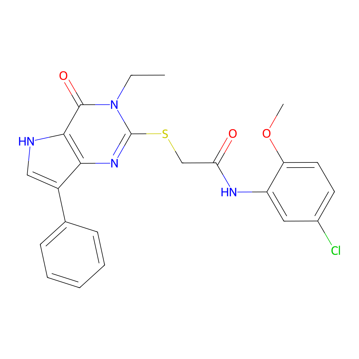 N-(5-chloro-2-methoxyphenyl)-2-[(3-ethyl-4-oxo-7-phenyl-4,5-dihydro-3H-pyrrolo[3,2-d]pyrimidin-2-yl)sulfanyl]acetamide molecular structure, CAS 1021264-37-8