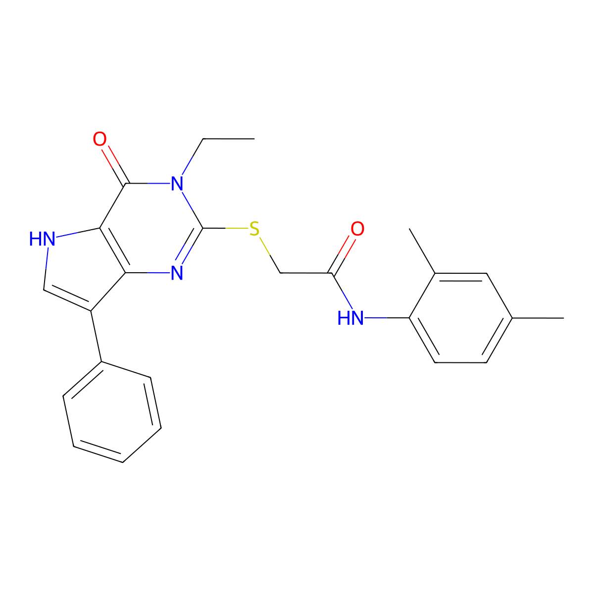 N-(2,4-dimethylphenyl)-2-[(3-ethyl-4-oxo-7-phenyl-4,5-dihydro-3H-pyrrolo[3,2-d]pyrimidin-2-yl)sulfanyl]acetamide molecular structure, CAS 1021264-39-0