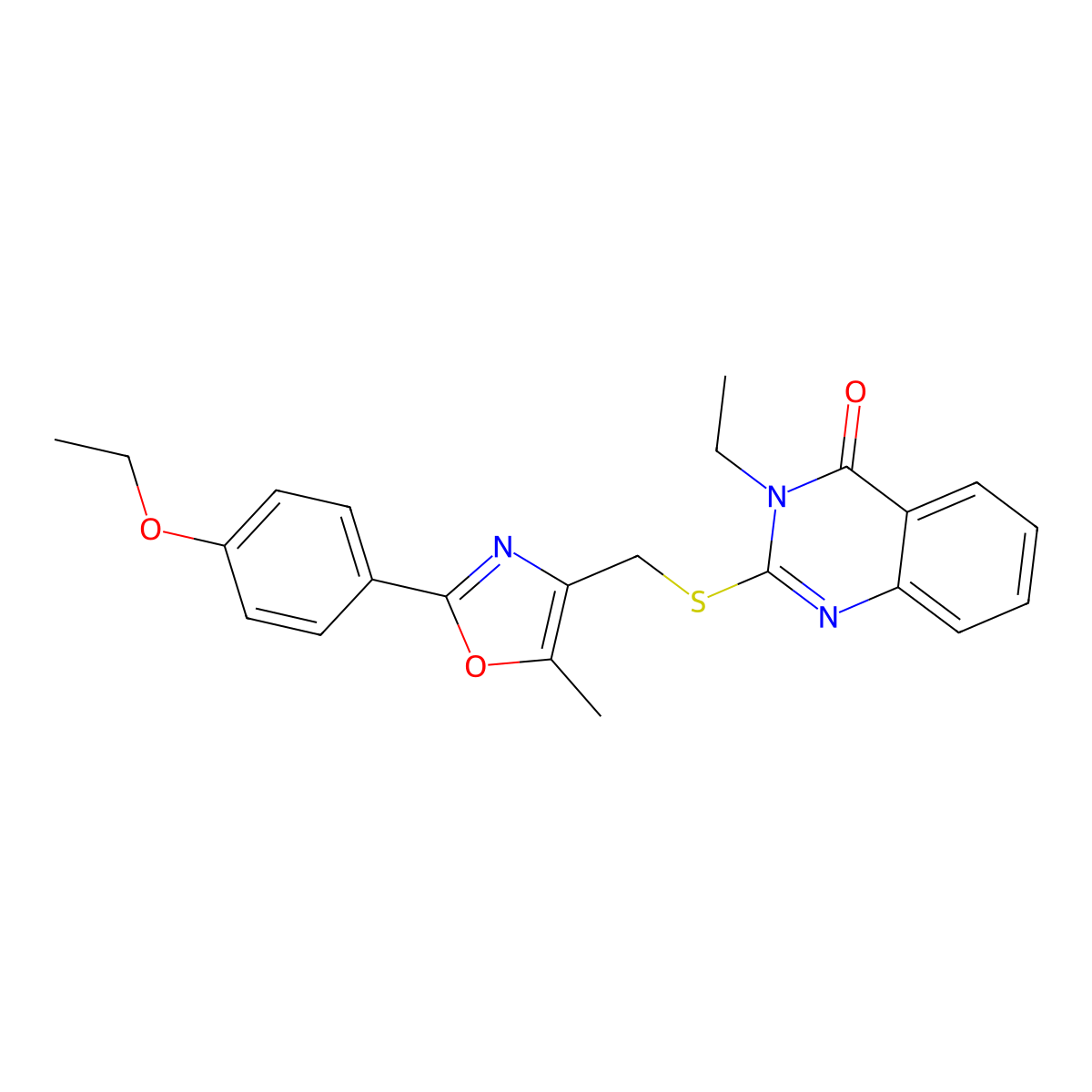 2-(((2-(4-ethoxyphenyl)-5-methyloxazol-4-yl)methyl)thio)-3-ethylquinazolin-4(3H)-one molecular structure, CAS 1021264-41-4