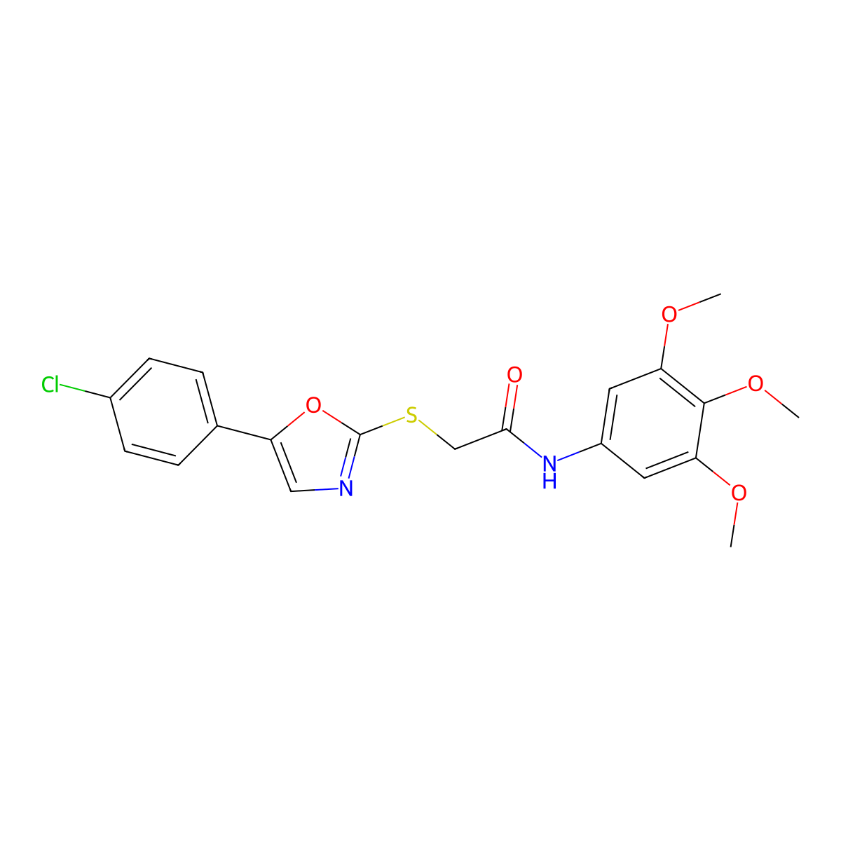 2-{[5-(4-chlorophenyl)-1,3-oxazol-2-yl]sulfanyl}-N-(3,4,5-trimethoxyphenyl)acetamide molecular structure, CAS 1021264-50-5