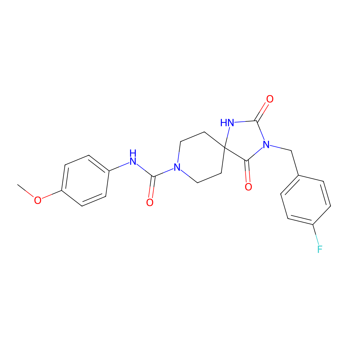 3-[(4-fluorophenyl)methyl]-N-(4-methoxyphenyl)-2,4-dioxo-1,3,8-triazaspiro[4.5]decane-8-carboxamide molecular structure, CAS 1021264-51-6