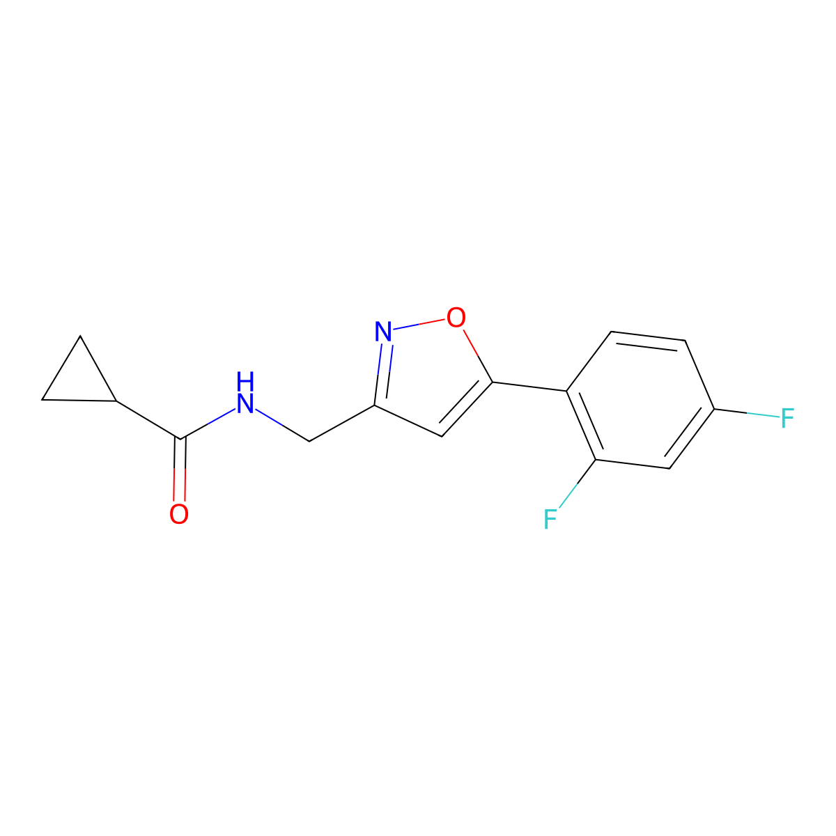 N-{[5-(2,4-difluorophenyl)-1,2-oxazol-3-yl]methyl}cyclopropanecarboxamide molecular structure, CAS 1021264-56-1