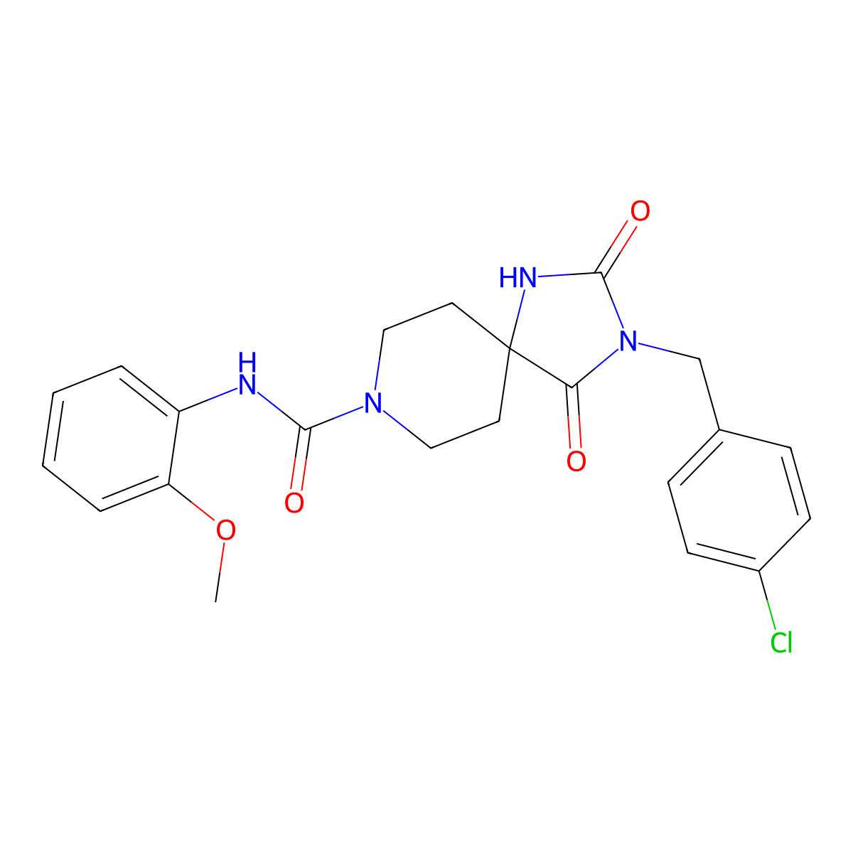 3-(4-chlorobenzyl)-N-(2-methoxyphenyl)-2,4-dioxo-1,3,8-triazaspiro[4.5]decane-8-carboxamide molecular structure, CAS 1021264-63-0