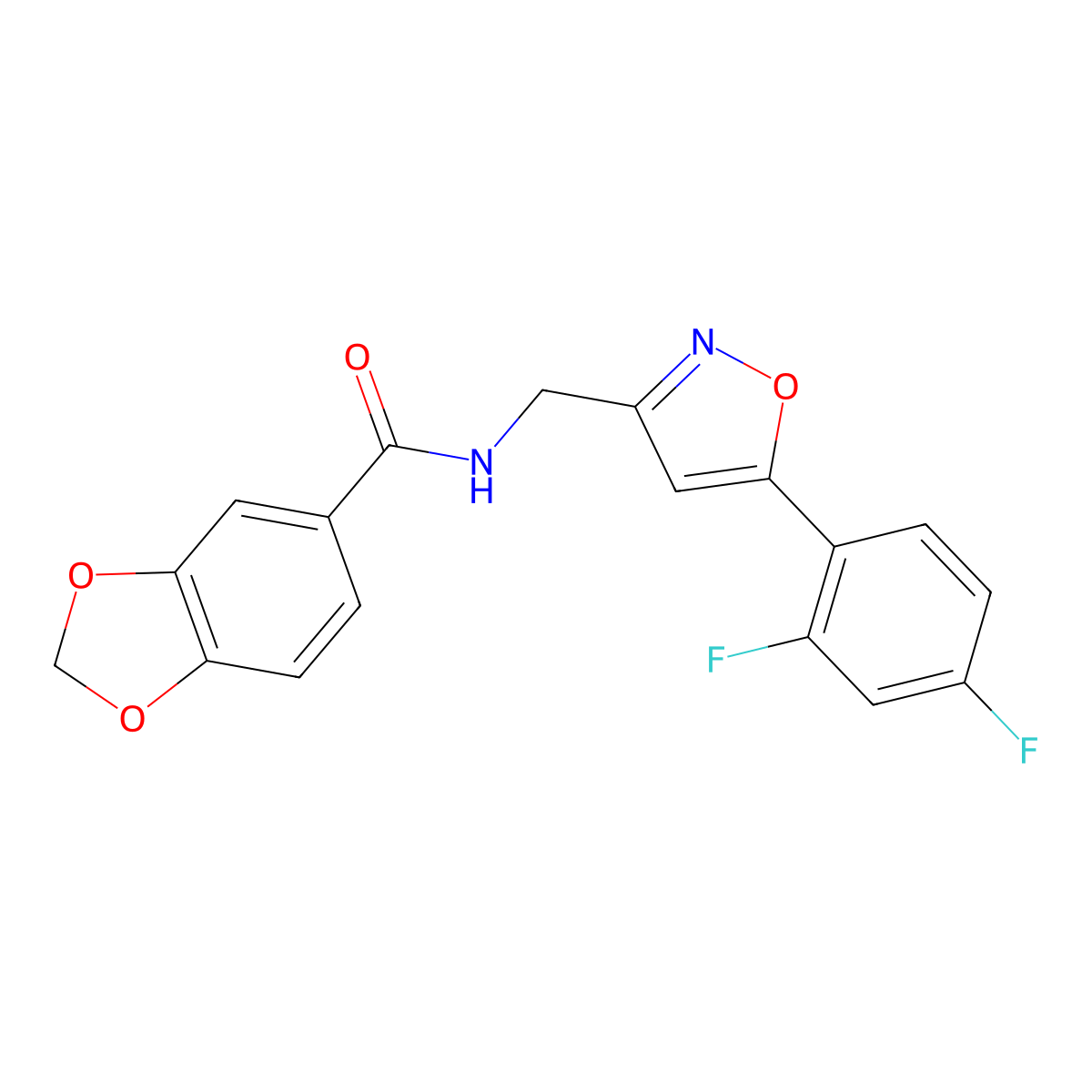 N-{[5-(2,4-difluorophenyl)-1,2-oxazol-3-yl]methyl}-2H-1,3-benzodioxole-5-carboxamide molecular structure, CAS 1021264-64-1