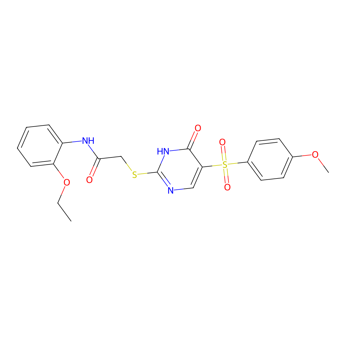 N-(2-ethoxyphenyl)-2-{[5-(4-methoxybenzenesulfonyl)-6-oxo-1,6-dihydropyrimidin-2-yl]sulfanyl}acetamide molecular structure, CAS 1021264-65-2