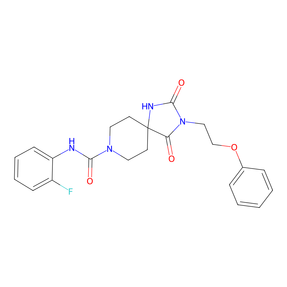 N-(2-fluorophenyl)-2,4-dioxo-3-(2-phenoxyethyl)-1,3,8-triazaspiro[4.5]decane-8-carboxamide molecular structure, CAS 1021264-70-9