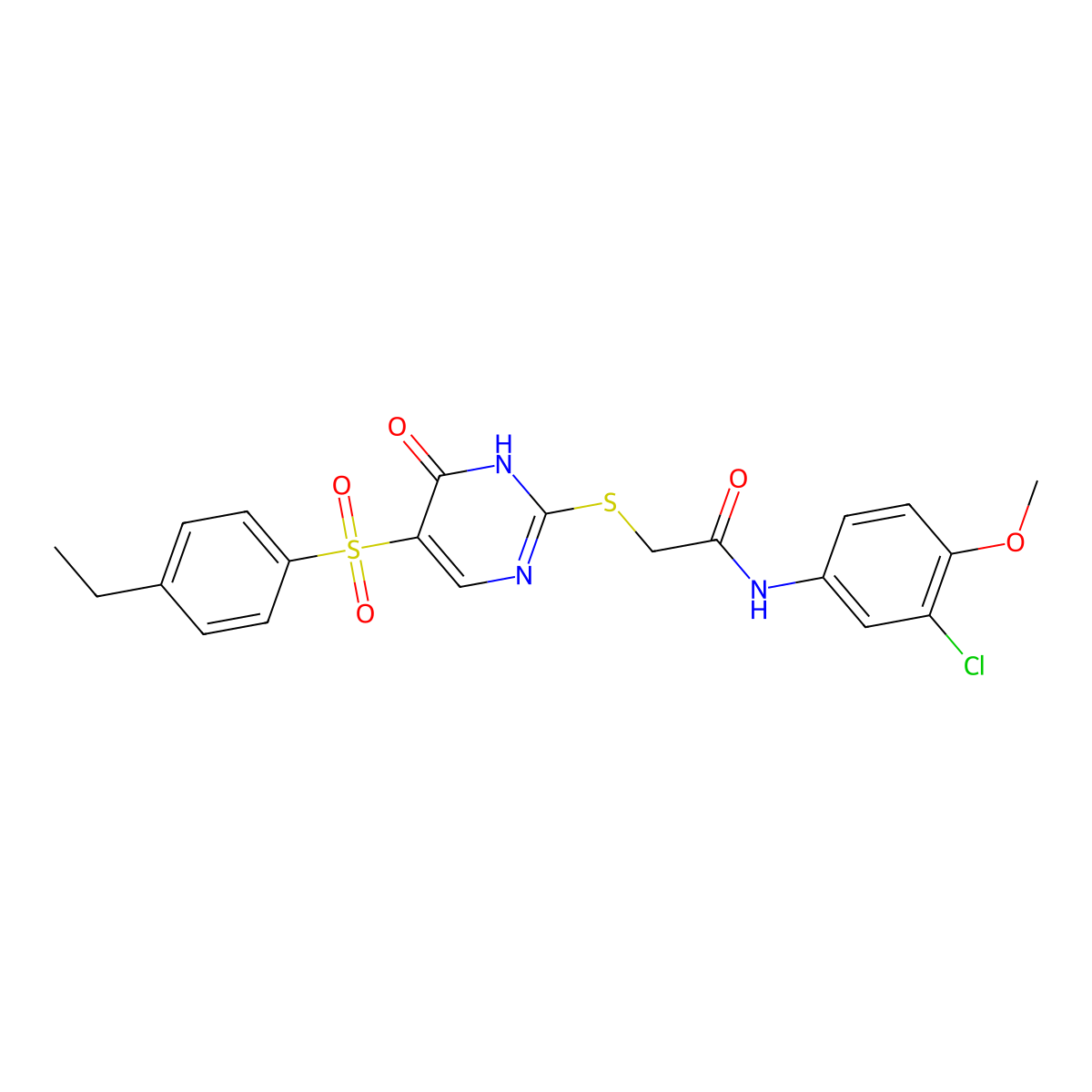 N-(3-chloro-4-methoxyphenyl)-2-({5-[(4-ethylphenyl)sulfonyl]-6-oxo-1,6-dihydropyrimidin-2-yl}thio)acetamide molecular structure, CAS 1021264-80-1