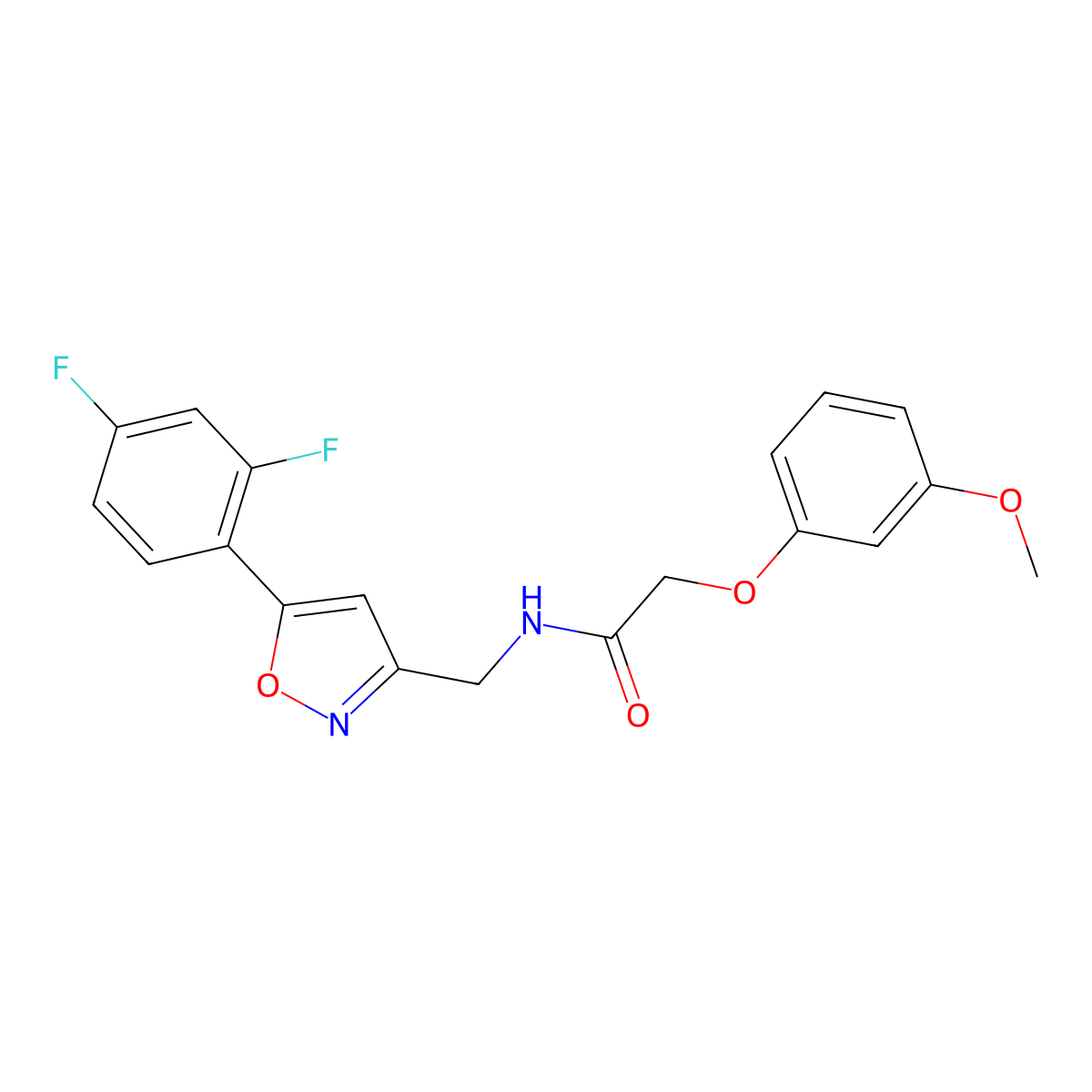 N-{[5-(2,4-difluorophenyl)-1,2-oxazol-3-yl]methyl}-2-(3-methoxyphenoxy)acetamide molecular structure, CAS 1021264-82-3