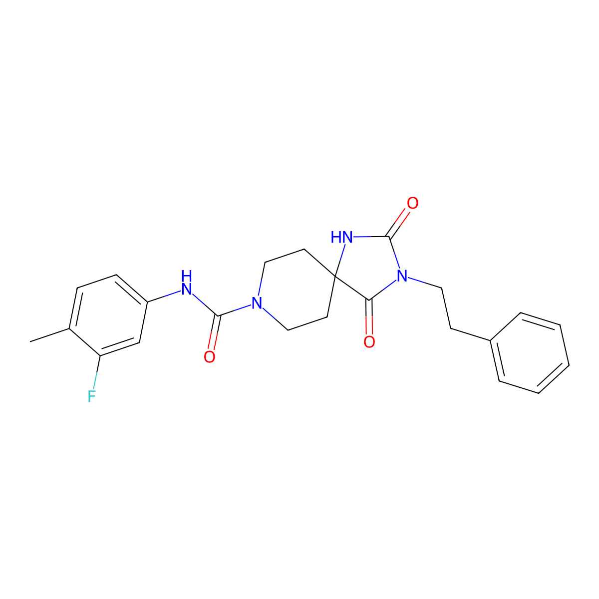 N-(3-fluoro-4-methylphenyl)-2,4-dioxo-3-phenethyl-1,3,8-triazaspiro[4.5]decane-8-carboxamide molecular structure, CAS 1021264-85-6