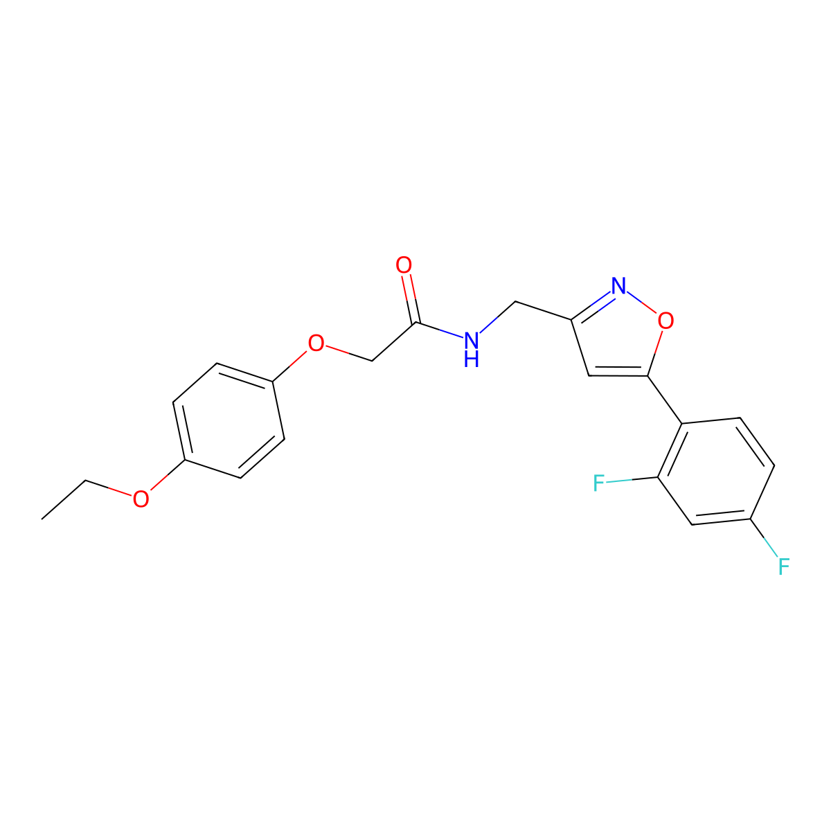 N-{[5-(2,4-difluorophenyl)-1,2-oxazol-3-yl]methyl}-2-(4-ethoxyphenoxy)acetamide molecular structure, CAS 1021264-86-7
