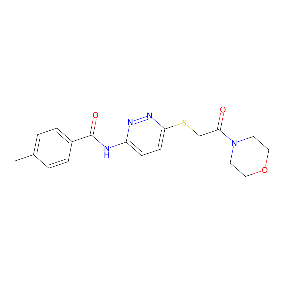 4-methyl-N-(6-{[2-(morpholin-4-yl)-2-oxoethyl]sulfanyl}pyridazin-3-yl)benzamide molecular structure, CAS 1021264-87-8