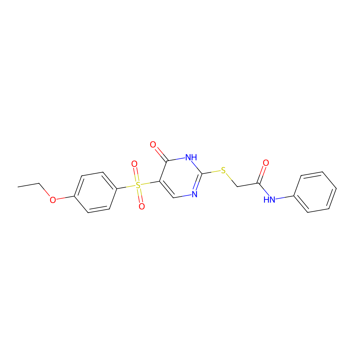 2-{[5-(4-ethoxybenzenesulfonyl)-6-oxo-1,6-dihydropyrimidin-2-yl]sulfanyl}-N-phenylacetamide molecular structure, CAS 1021264-91-4