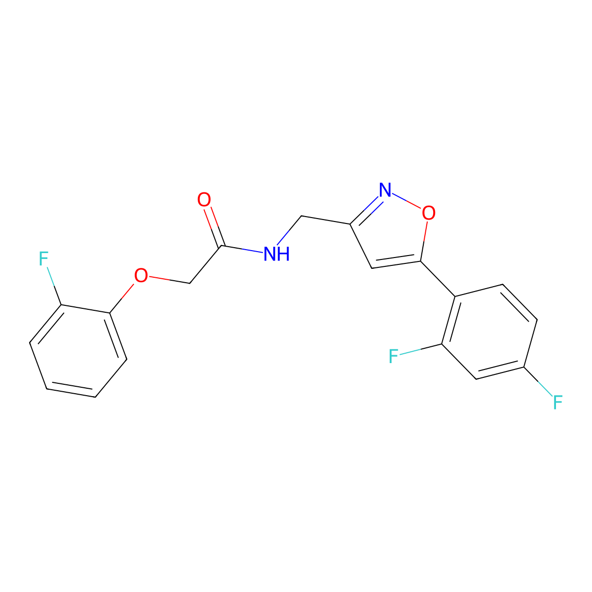 N-{[5-(2,4-difluorophenyl)-1,2-oxazol-3-yl]methyl}-2-(2-fluorophenoxy)acetamide molecular structure, CAS 1021264-93-6