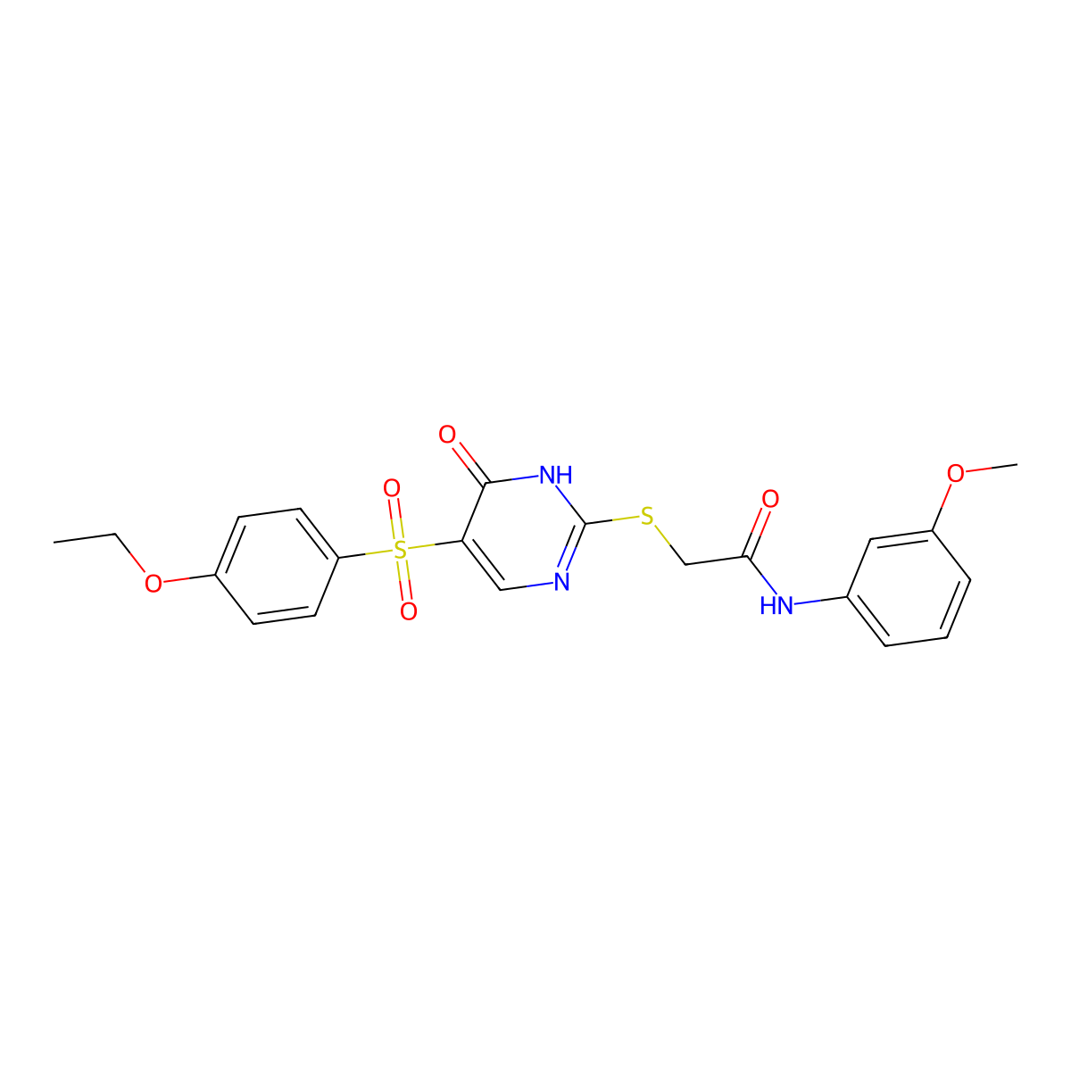 2-{[5-(4-ethoxybenzenesulfonyl)-6-oxo-1,6-dihydropyrimidin-2-yl]sulfanyl}-N-(3-methoxyphenyl)acetamide molecular structure, CAS 1021264-94-7
